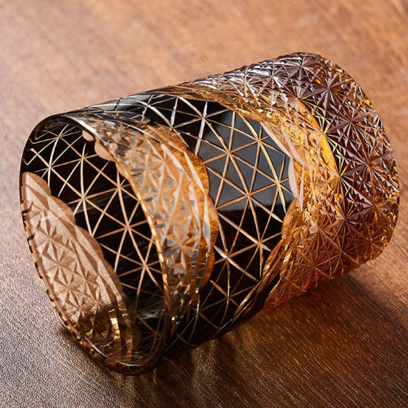 Edo Kiriko Handcrafted Landscape Whiskey Glass