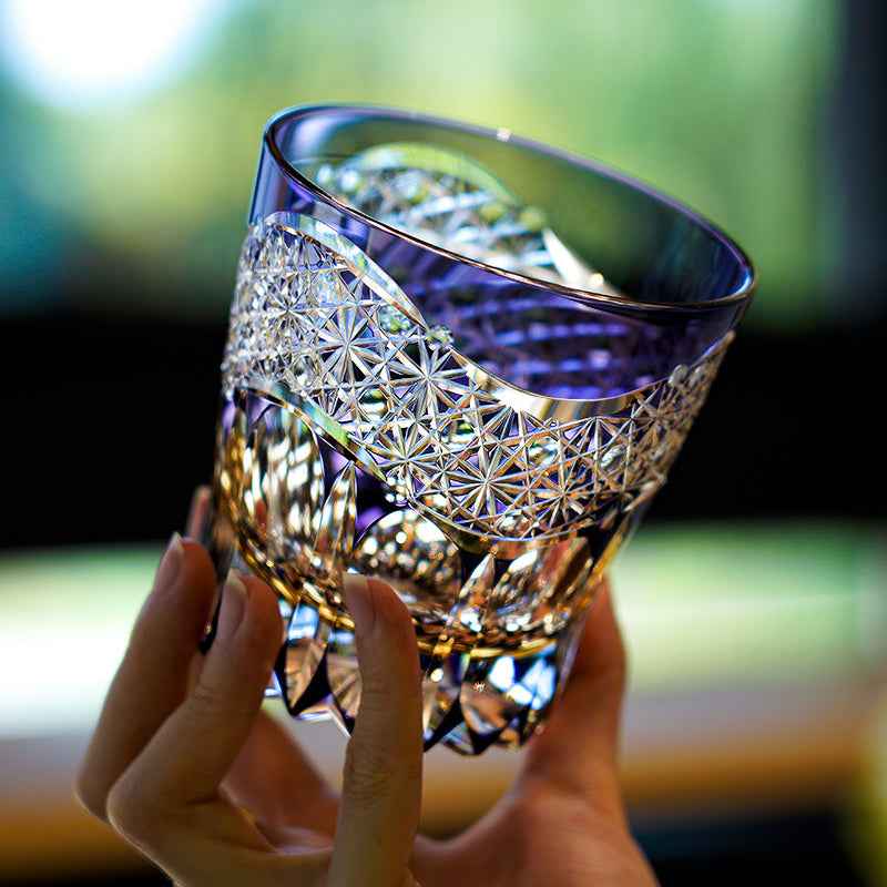 Edo Kiriko Handcrafted Akebono Whisky Glass