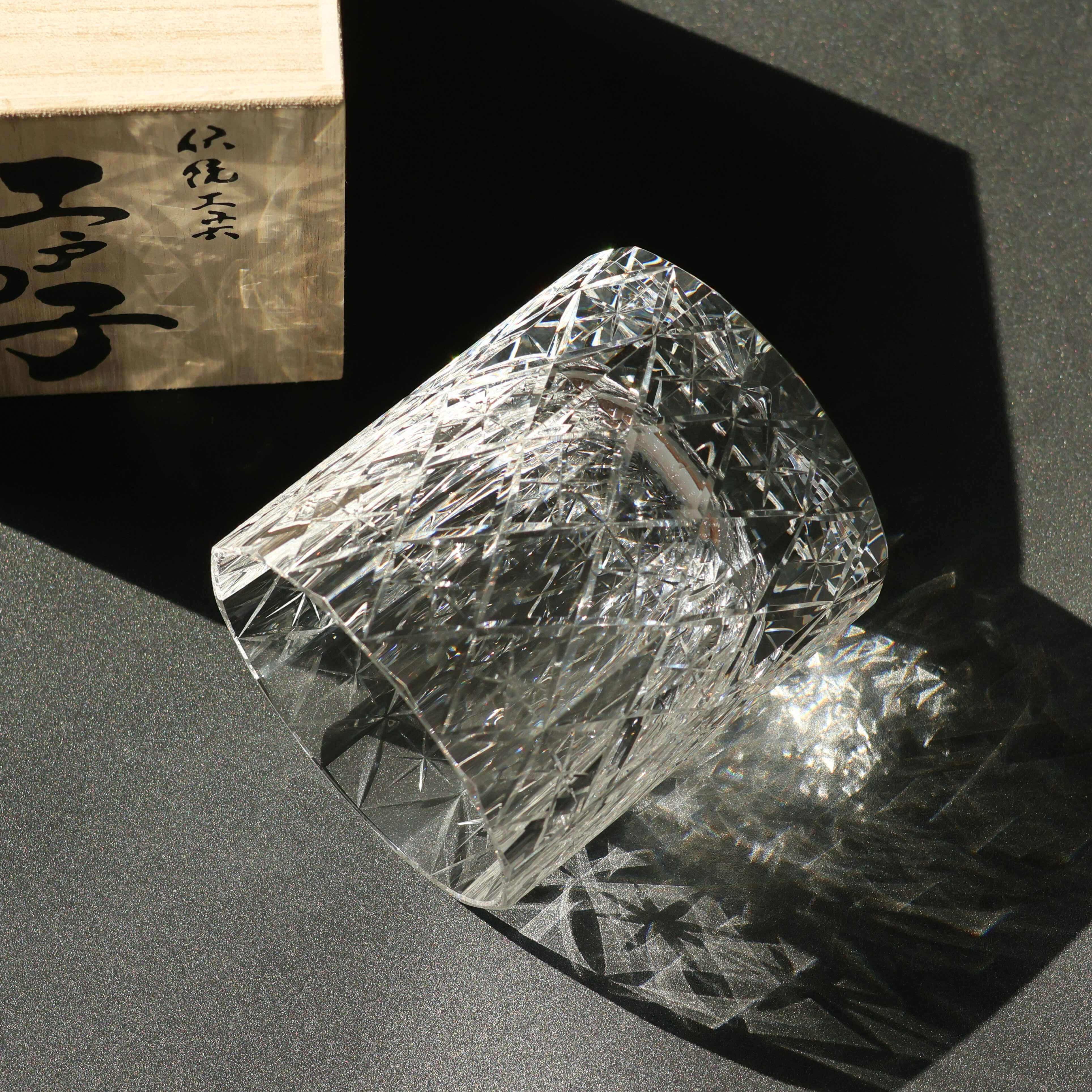 Edo Kiriko Handcrafted Stellar Prism Crystal Whisky Glass