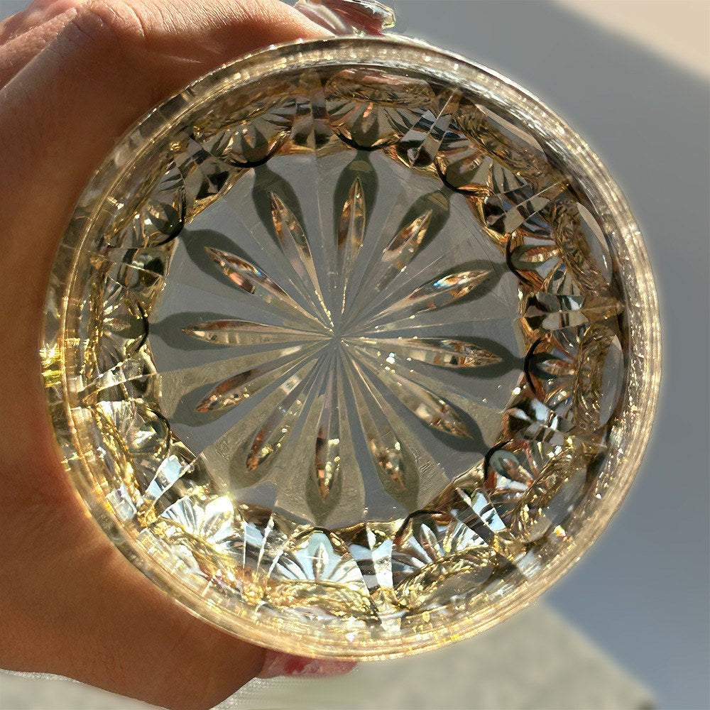 Edo Kiriko Handcrafted Grey Amber Whiskey Glass