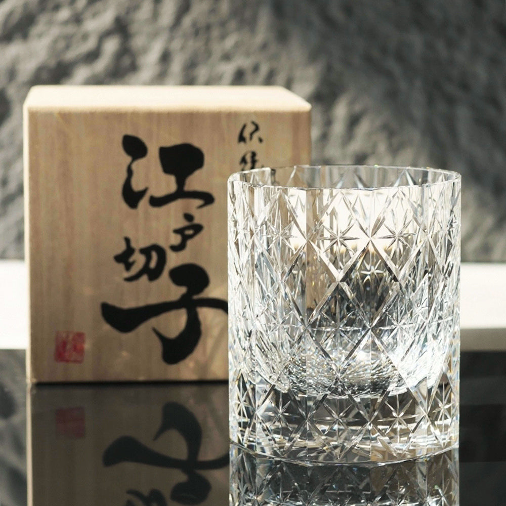 Edo Kiriko Handcrafted Stellar Prism Crystal Whisky Glass