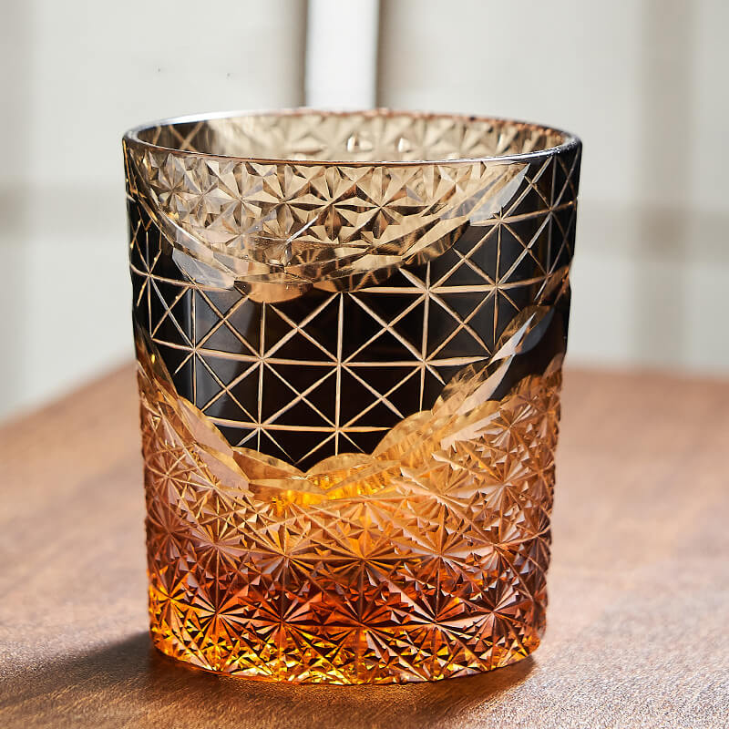 Edo Kiriko Handcrafted Landscape Whiskey Glass