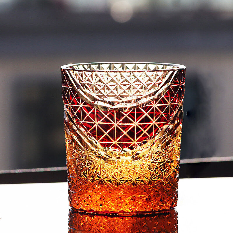 Edo Kiriko Handcrafted Landscape Whiskey Glass