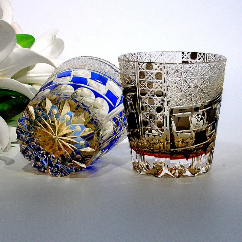 Edo Kiriko Handcrafted Hexa-Ryume Crystal Whiskey Glass