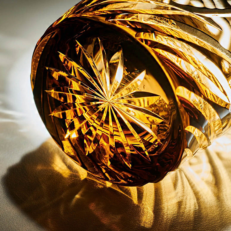 Edo Kiriko Handcrafted Blue Amber Whisky Tumbler