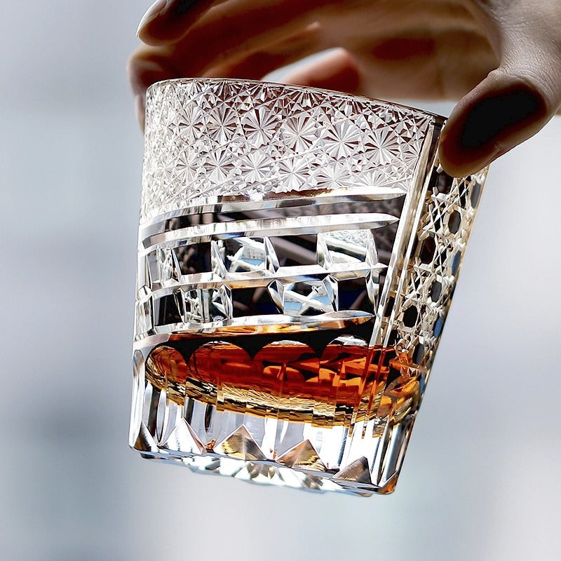 Edo Kiriko Handcrafted Hexa-Ryume Crystal Whiskey Glass
