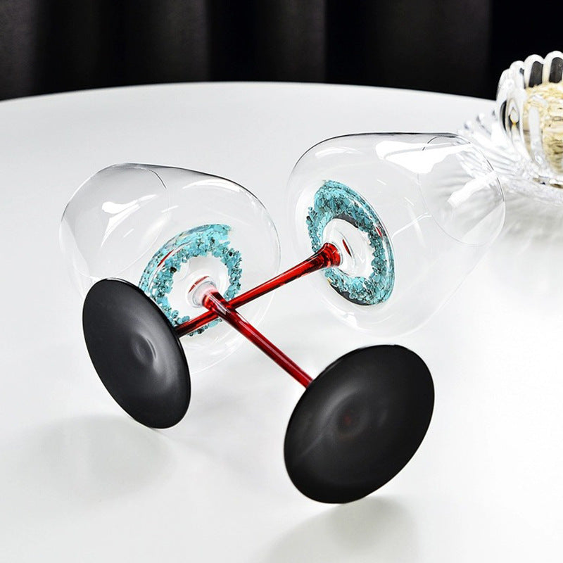 JR Handcrafted Turquoise Crystal Wine Glass Set