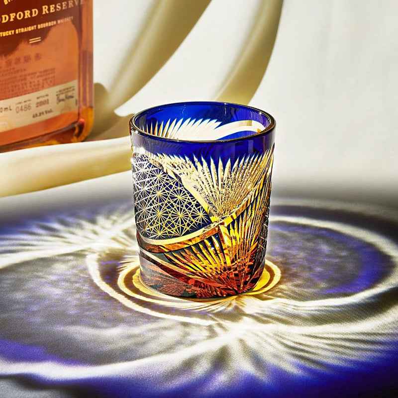 Edo Kiriko Crane Feather Whisky Glass