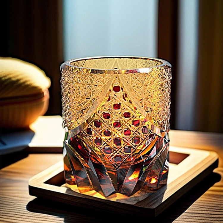 Edo Kiriko Handcrafted Black Samurai Whiskey Glass