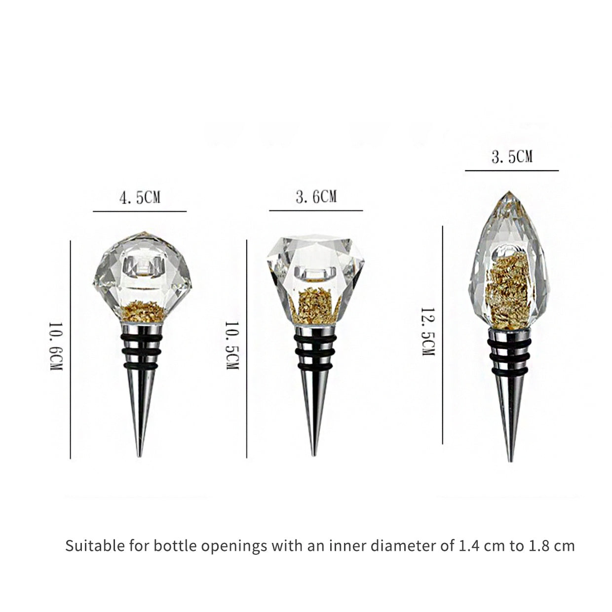 JR Diamond-Cut Crystal Wine Stopper with Gold Flakes