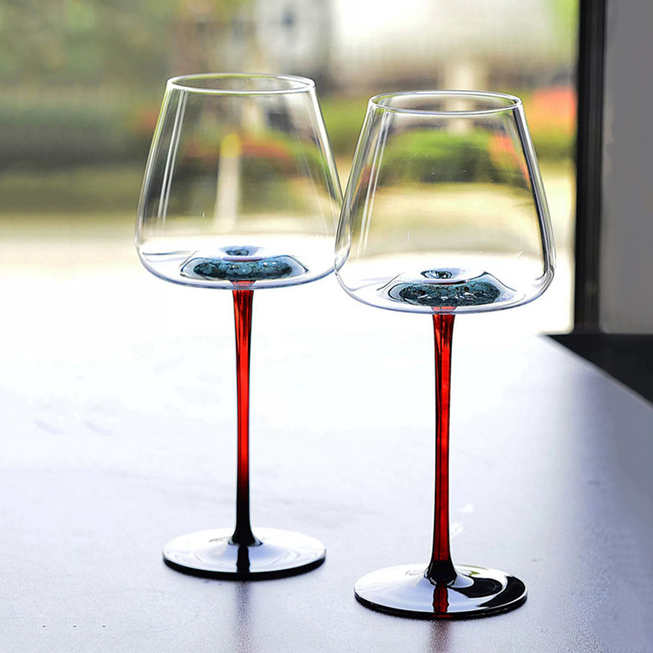 JR Handcrafted Turquoise Crystal Wine Glass Set