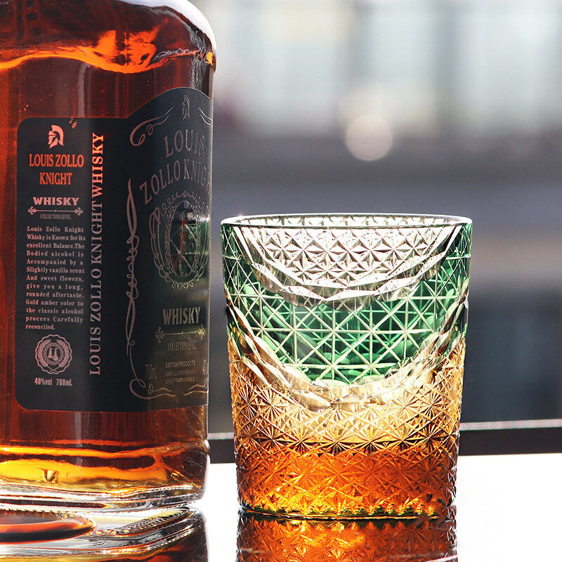 Edo Kiriko Handcrafted Landscape Whiskey Glass