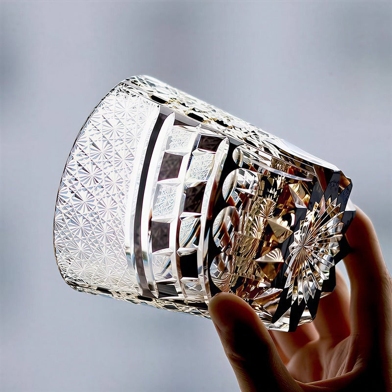 Edo Kiriko Handcrafted Hexa-Ryume Crystal Whiskey Glass