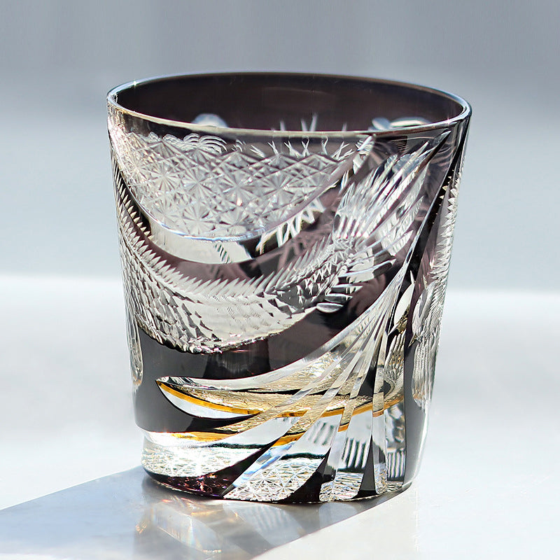 Edo Kiriko Handcrafted Dragon Motif Whisky Glass