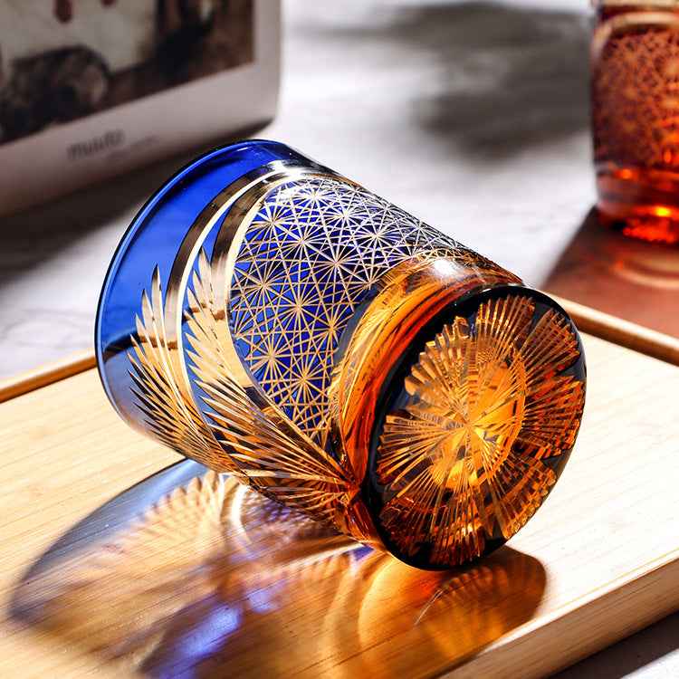 Edo Kiriko Crane Feather Whisky Glass
