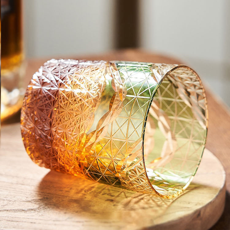 Edo Kiriko Handcrafted Landscape Whiskey Glass