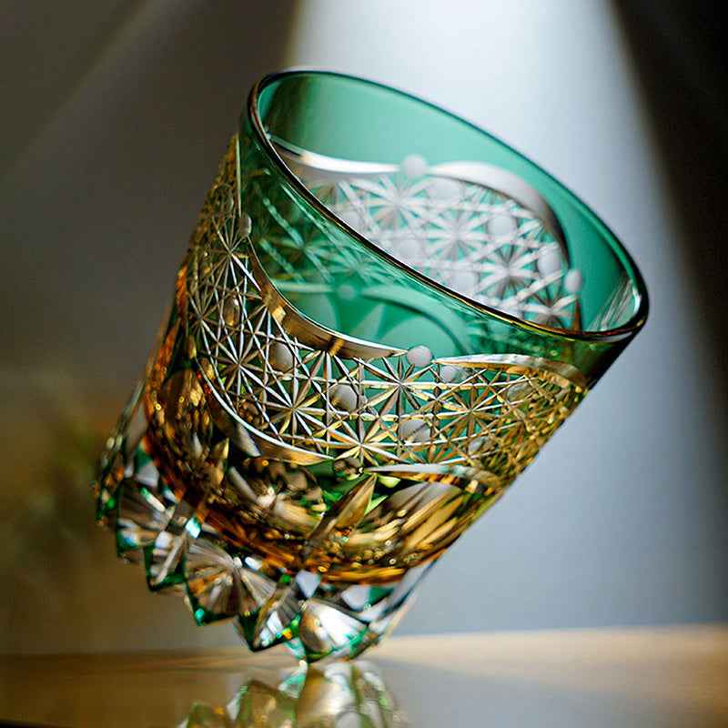 Edo Kiriko Handcrafted Akebono Whisky Glass