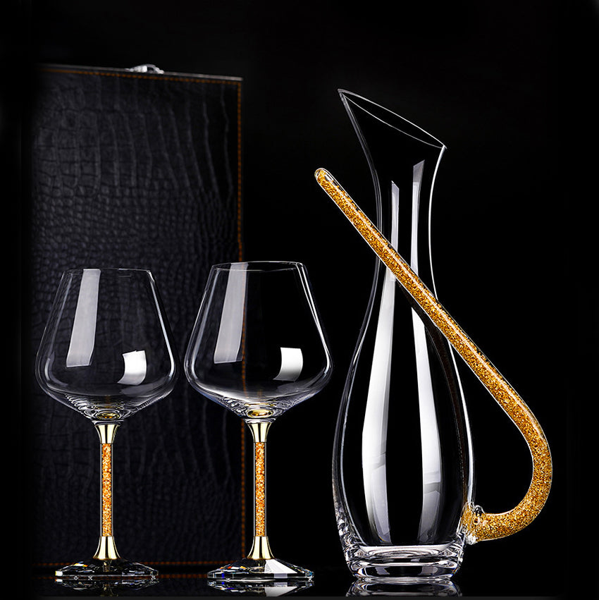 JR Gold Flakes Crystal Bordeaux Wine Glass Set