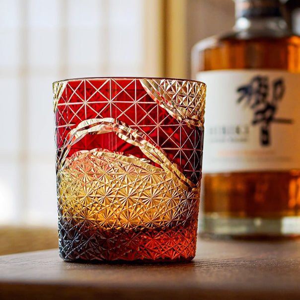 Edo Kiriko Handcrafted Landscape Whiskey Glass