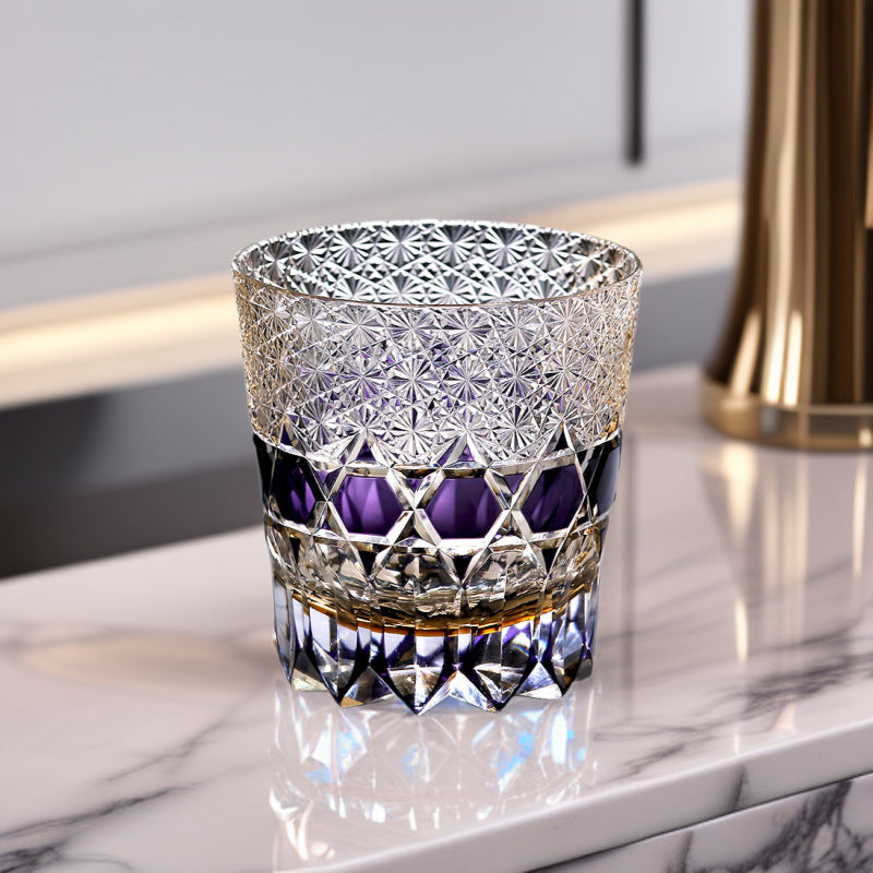 Edo Kiriko Handcrafted Fluorite Crystal Whisky Glass