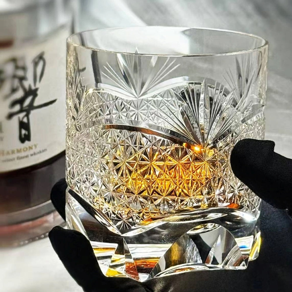 Edo Kiriko Handcrafted Takeha & Chrysanthemum Whisky Glass
