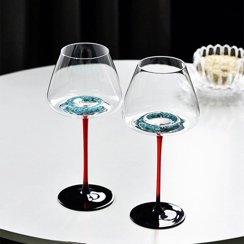 JR Handcrafted Turquoise Crystal Wine Glass Set
