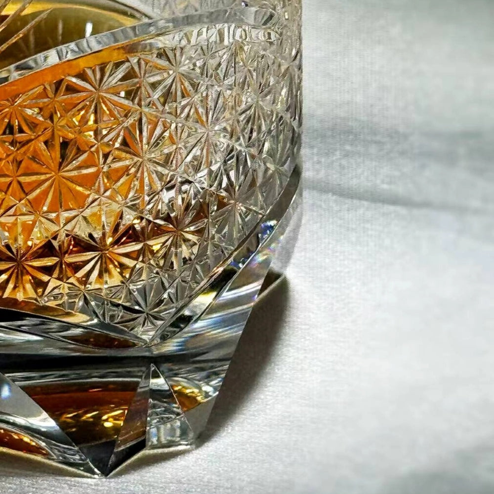Edo Kiriko Handcrafted Takeha & Chrysanthemum Whisky Glass