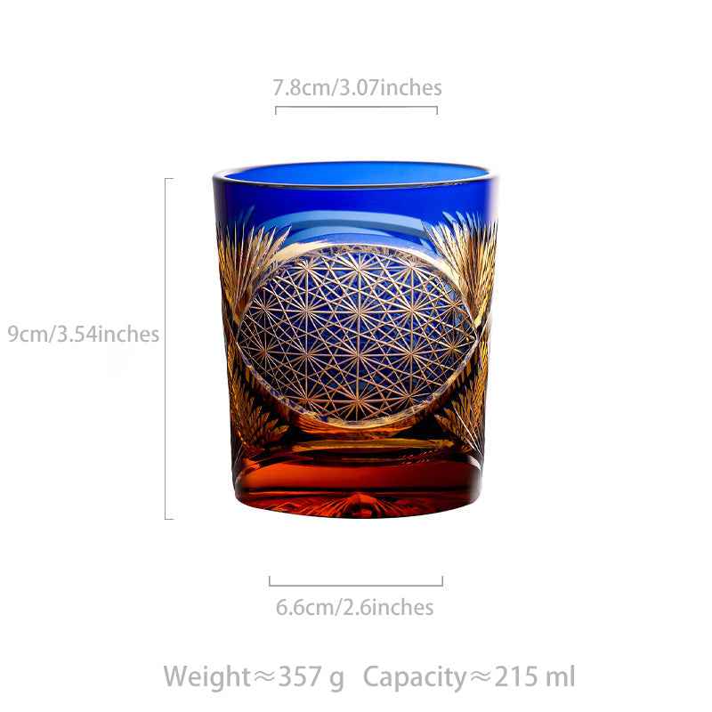 Edo Kiriko Crane Feather Whisky Glass