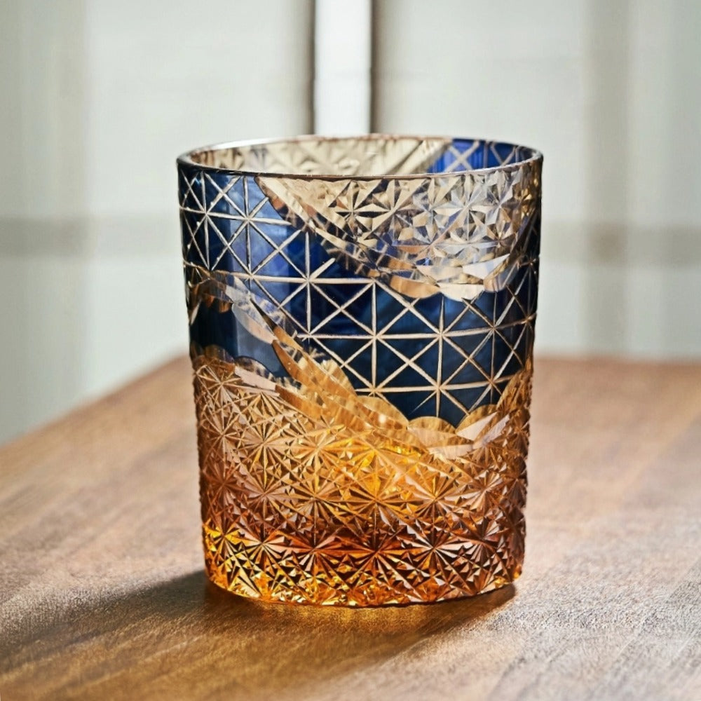 Edo Kiriko Handcrafted Landscape Whiskey Glass
