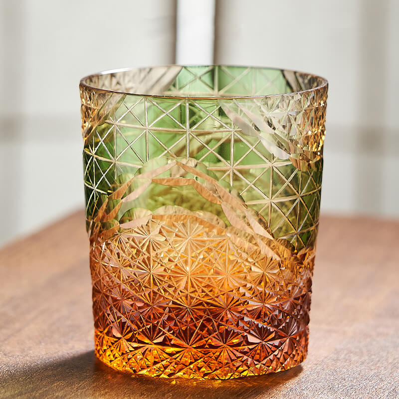 Edo Kiriko Handcrafted Landscape Whiskey Glass