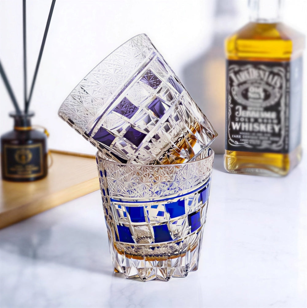 Edo Kiriko Handcrafted Hexa-Ryume Crystal Whiskey Glass