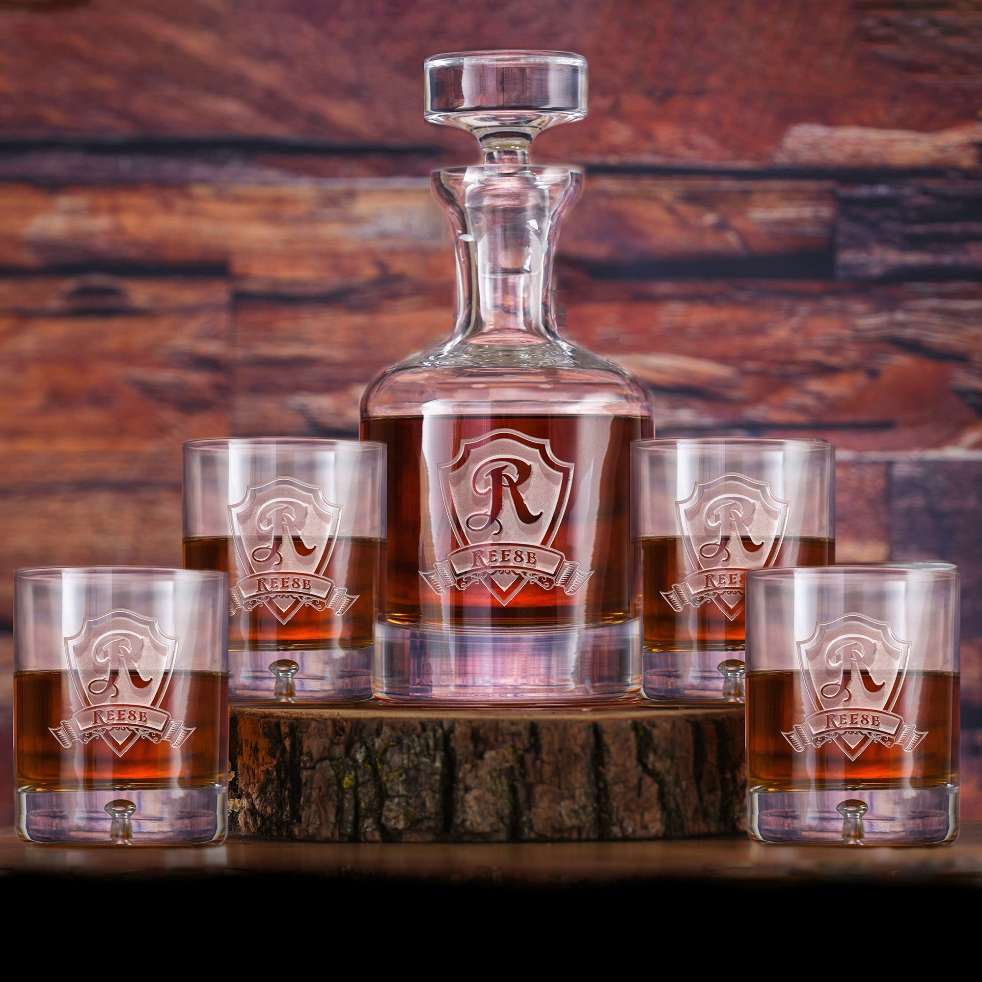 Crystal Bourbon Decanter And Glasses (Set of 5)