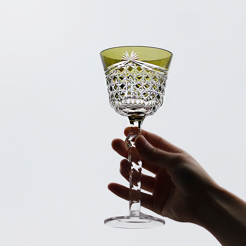 Edo Kiriko Handcrafted Crystal Stemmed Wine Glass