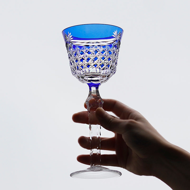 Edo Kiriko Handcrafted Crystal Stemmed Wine Glass