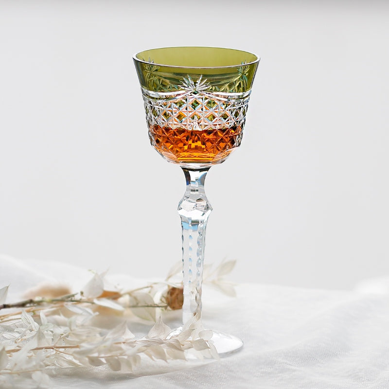 Edo Kiriko Handcrafted Crystal Stemmed Wine Glass