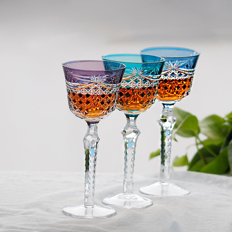 Edo Kiriko Handcrafted Crystal Stemmed Wine Glass