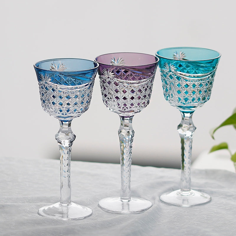 Edo Kiriko Handcrafted Crystal Stemmed Wine Glass