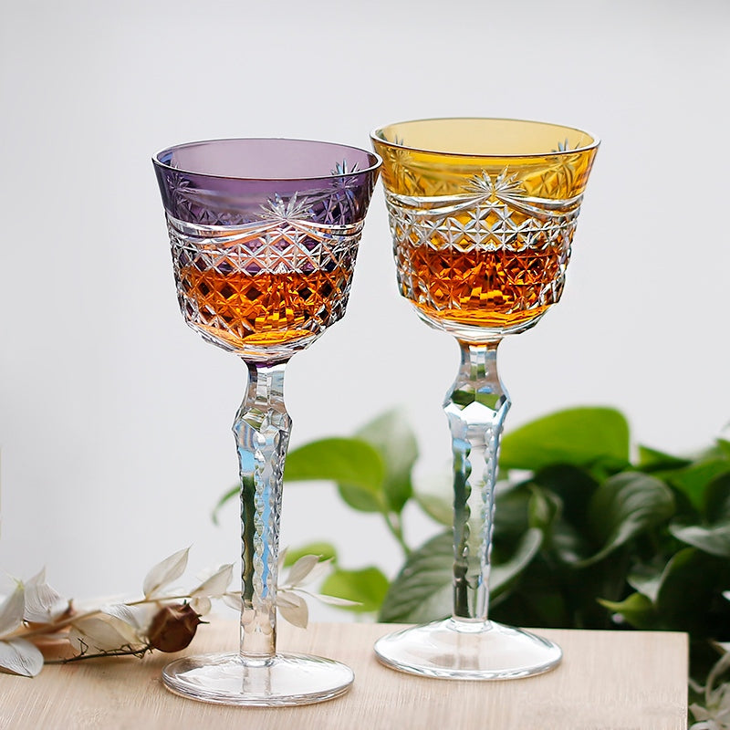 Edo Kiriko Handcrafted Crystal Stemmed Wine Glass