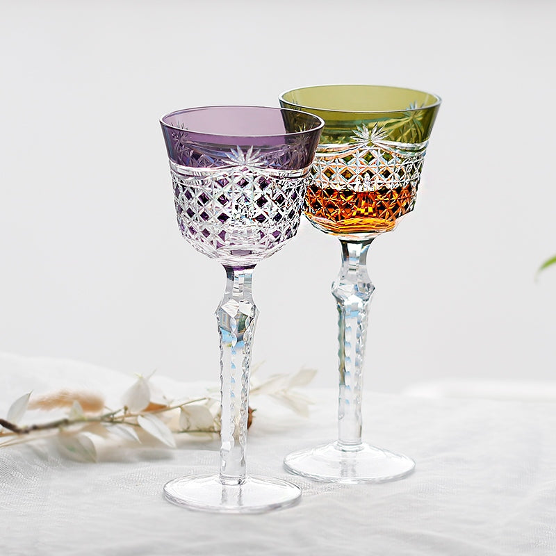 Edo Kiriko Handcrafted Crystal Stemmed Wine Glass
