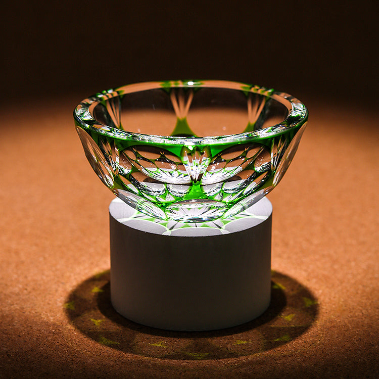 Edo Kiriko Handcrafted Emerald Sake Glass