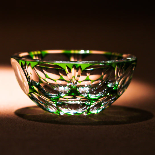 Edo Kiriko Handcrafted Emerald Sake Glass