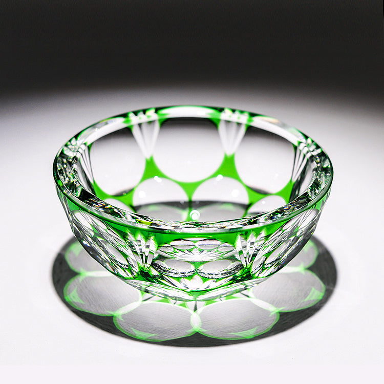 Edo Kiriko Handcrafted Emerald Sake Glass
