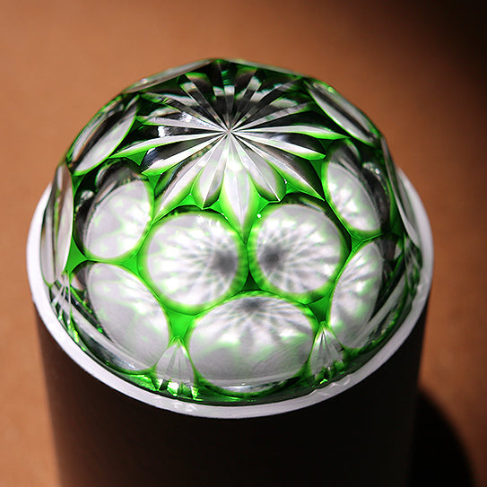 Edo Kiriko Handcrafted Emerald Sake Glass