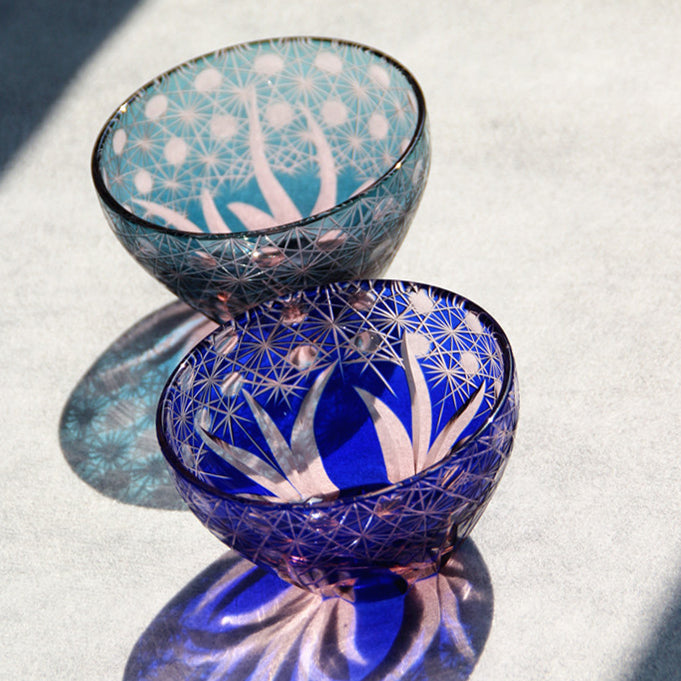 Edo Kiriko Handcrafted Hinata Guinomi Sake Glasses