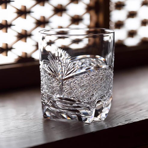 Edo Kiriko Handcrafted Takeha & Chrysanthemum Whisky Glass