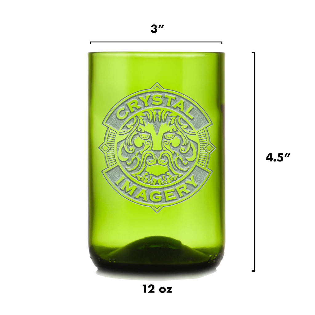 Zodiac Sign, Engraved Green, Recycled Wine Bottle Glass