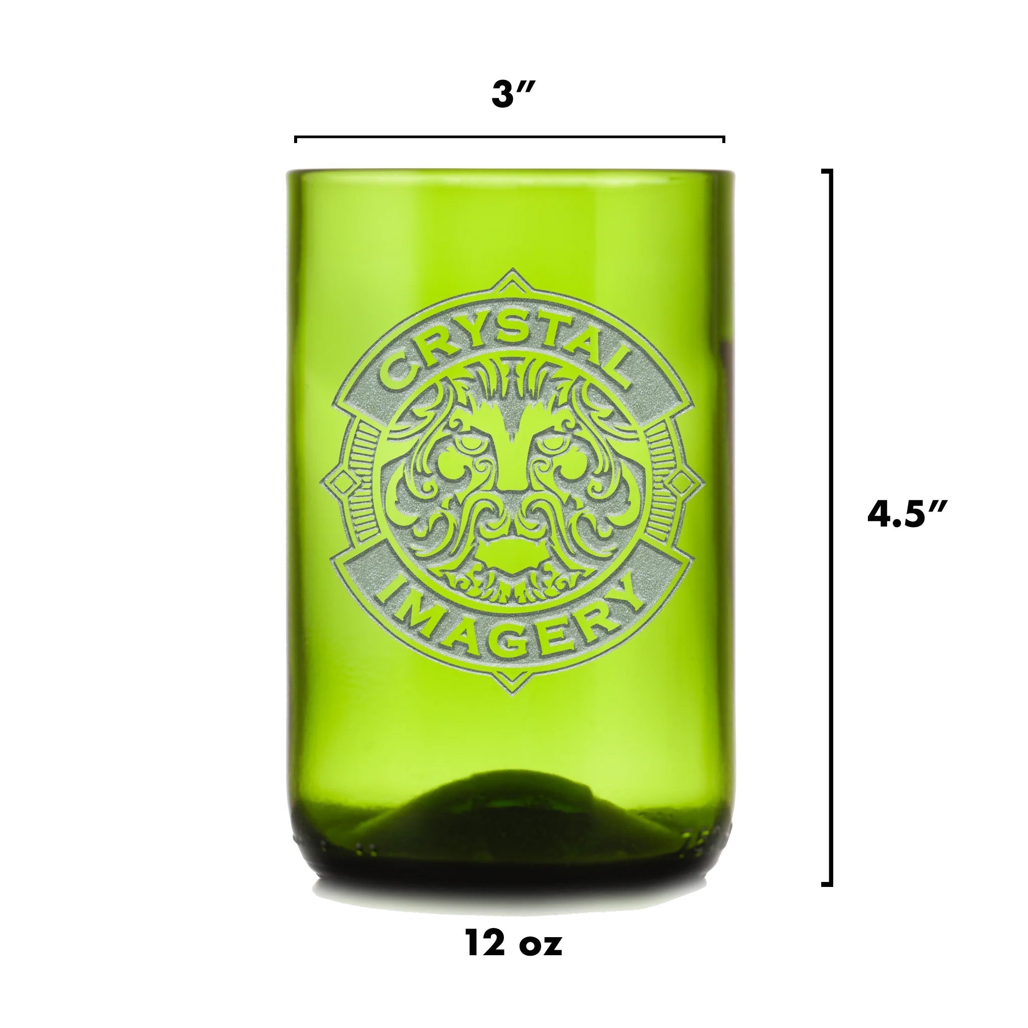 Zodiac Sign, Engraved Green, Recycled Wine Bottle Glass