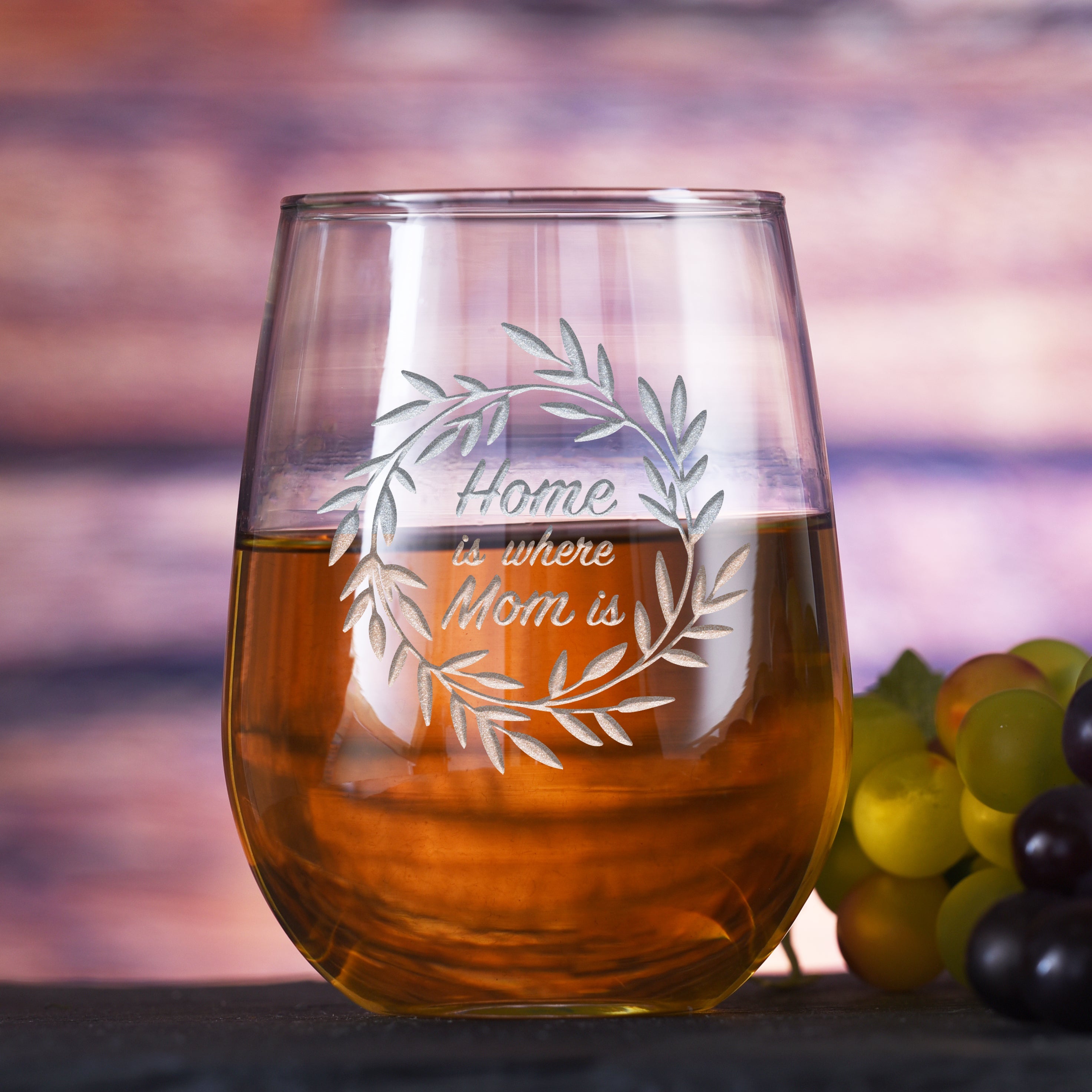 "Home Is Where Mom Is" Stemless Wine Glass, Mother's Day Gifts