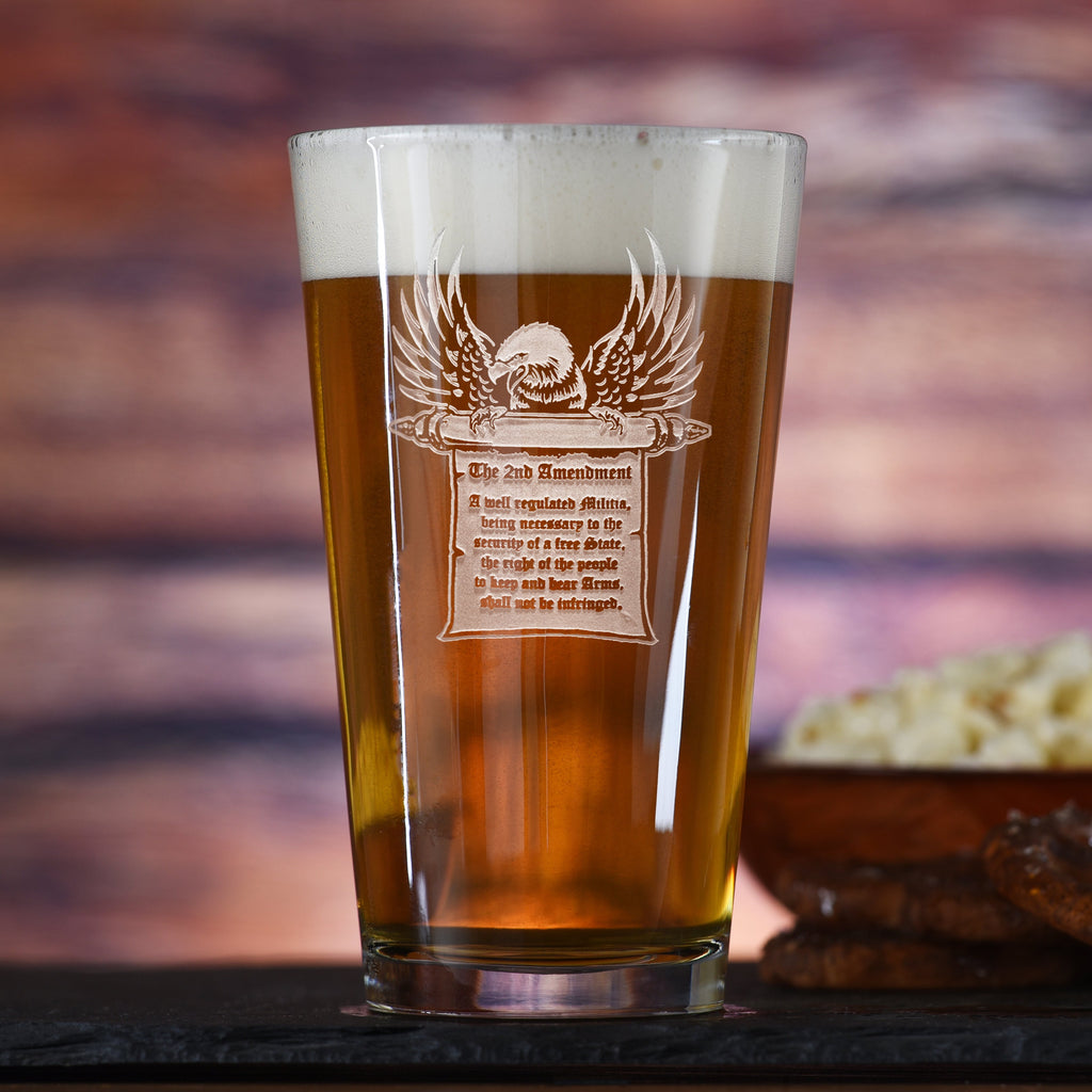 2nd Amendment Gun Rights, Pint Pub Beer Glass