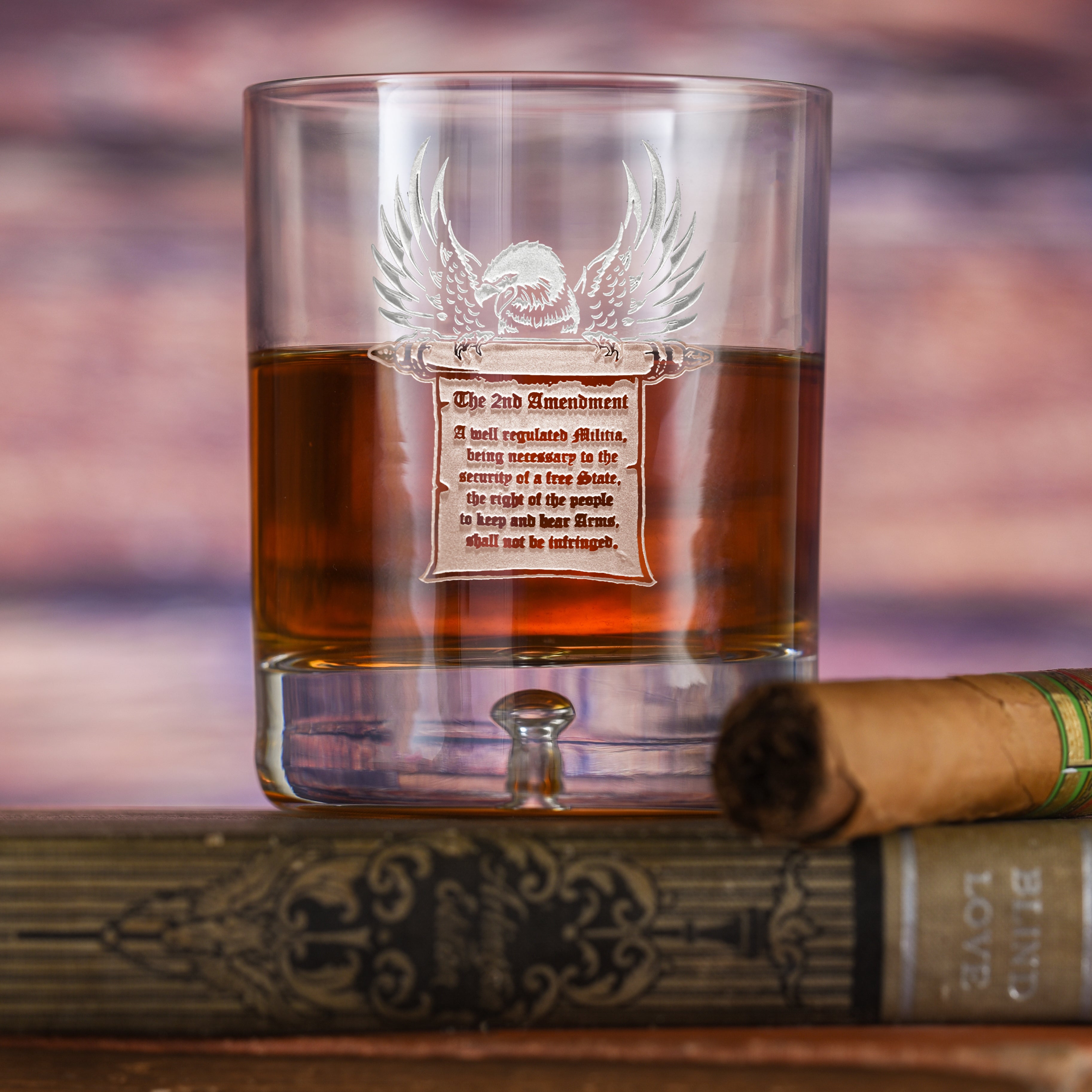 2nd Amendment Gun Rights Crystal DOF Rocks Glass